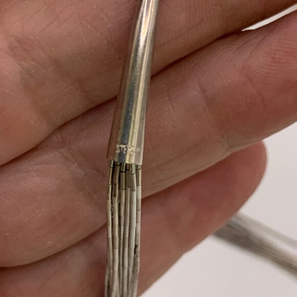 Liquid Silver Necklace 10 Strands 24" long Vintage MEXICO Sterling Silver J855 - Picture 6 of 8